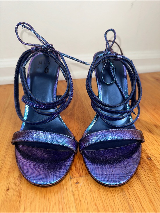 Mix No. 6 Shoes - Iridescent Blue/Purple Lace-Up Heeled Sandals